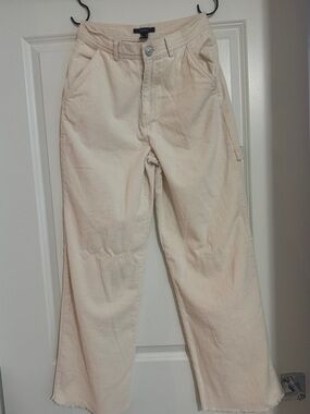 Forever 21 Cream Corduroy Pants Relaxed Fit